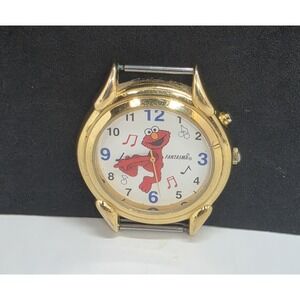 Henson Fantasma Elmo Sesame Street Musical Watch Gold Tone Tested Works No Band